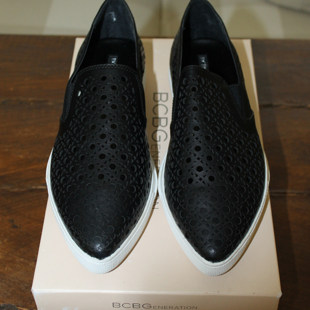 Bcbgeneration~Black~Leather~Slipons/Sneakers - image 2